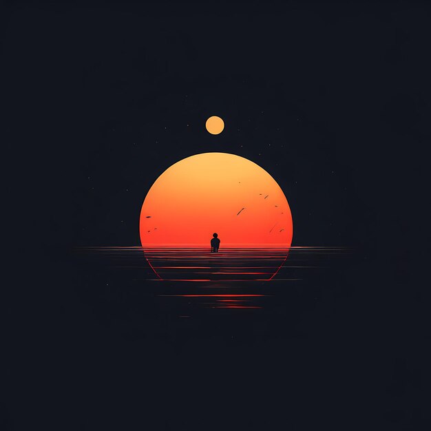 Silhouette einer Frau auf dem Meer bei Sonnenuntergang