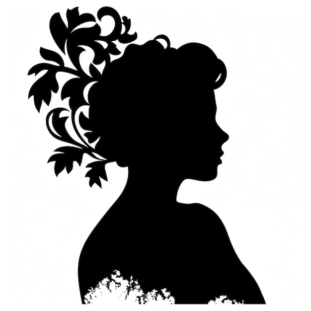 Foto silhouette einer frau mit einer blume im haar generative ki