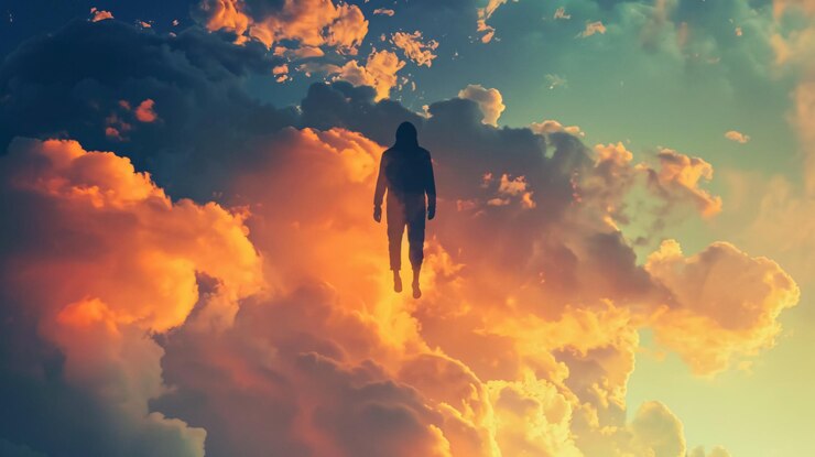 Foto silhouette einer person am himmel