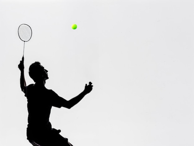 Silhouette eines Badminton-Spielers mit Schläger und Ball