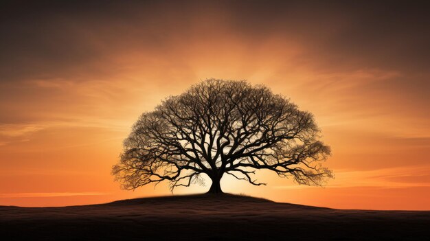 Silhouette eines Baumes im ländlichen Raum, fotografiert