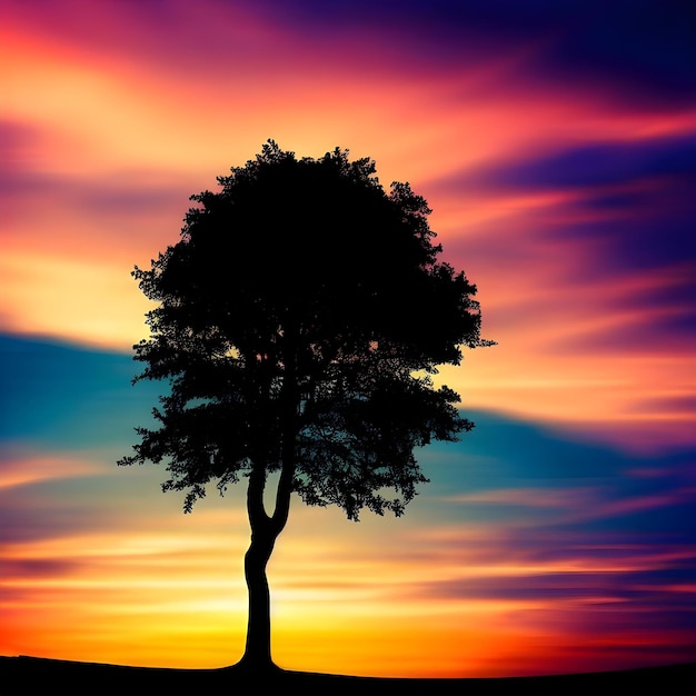 Silhouette eines einsamen Baumes