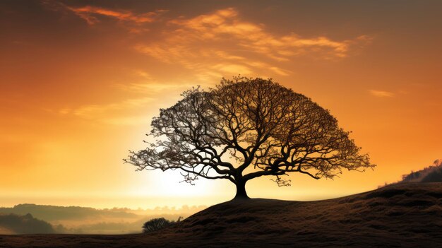 Silhouette eines Landschaftsbaums im Foto