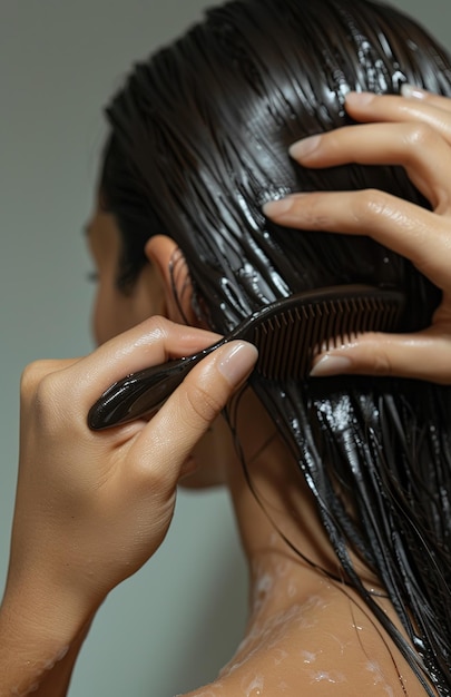 Foto silhouette eines mannes, der sich die haare kämmt