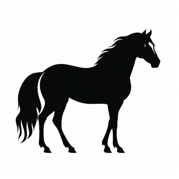 Foto silhouette eines pferdes, das auf einem weißen hintergrund steht
