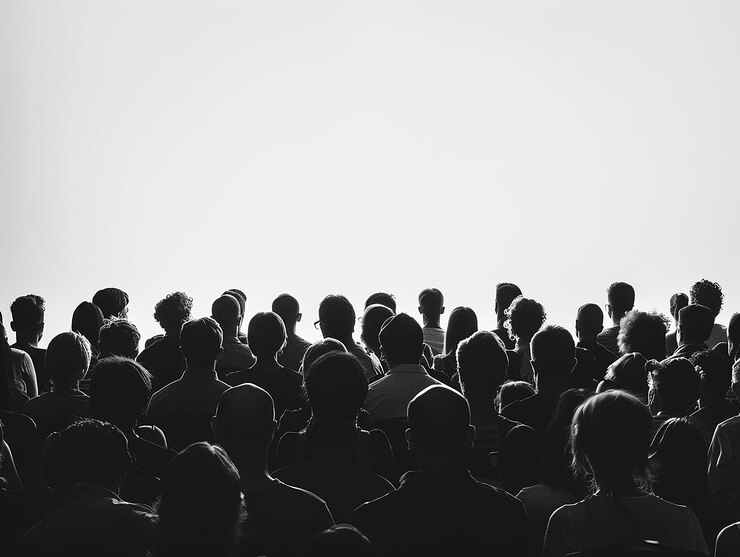 Foto silhouette eines publikums auf weißem hintergrund