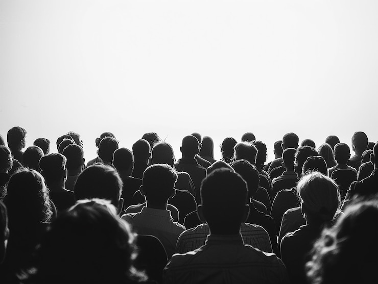 Foto silhouette eines publikums auf weißem hintergrund
