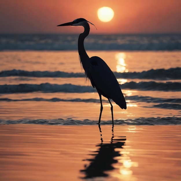 Silhouette eines Reibens auf dem Meer