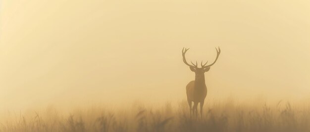 Foto silhouette eines roten hirsches im nebel