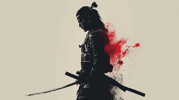 Silhouette eines Samurai mit Schwert