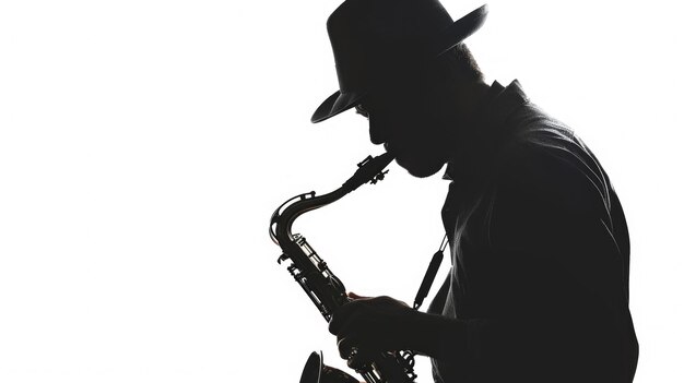 Foto silhouette eines saxophonisten