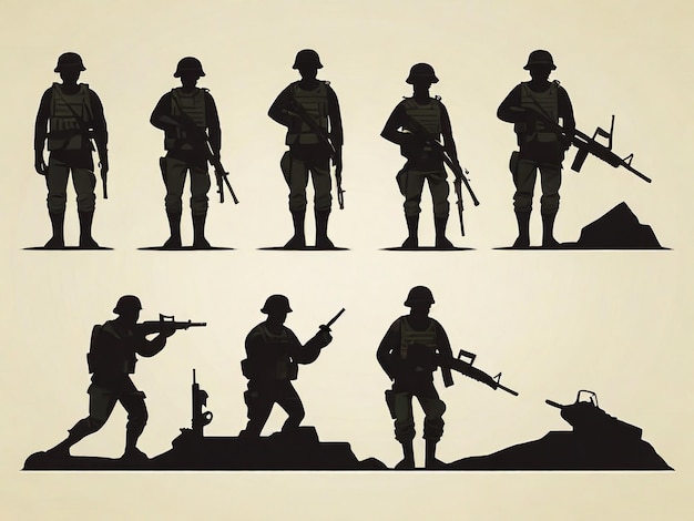 Silhouette eines Soldaten in schwarzer Kleidung