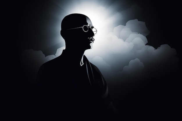 Silhouette eines weisen Mahatma Gandhi