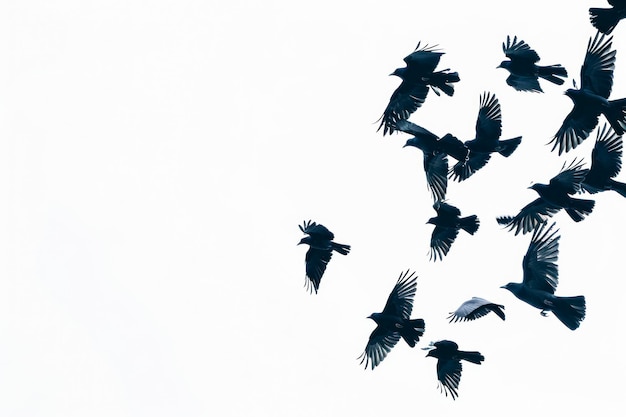 Silhouette fliegender Vögel auf weißem Hintergrund