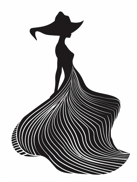 Silhouette Kunst von Frauen Mode in dicken schwarz-weißen Linien Muster