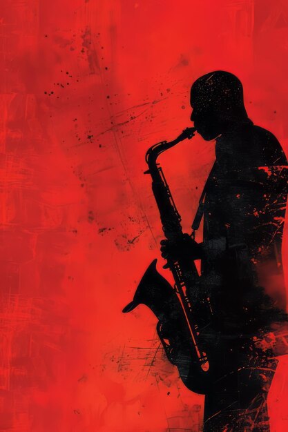 Silhouette mit einem afroamerikanischen Saxophonisten