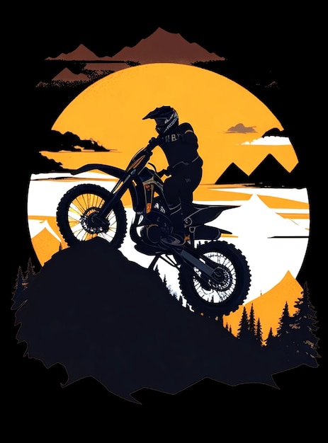 Silhouette Motocross-Gebirgshintergrund