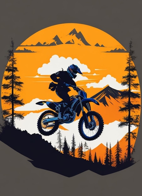 Silhouette Motocross-Gebirgshintergrund