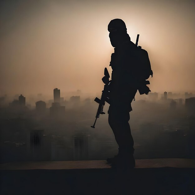 Foto silhouette-soldaten mit weißem hintergrund regenerative ki von aquiles orfei