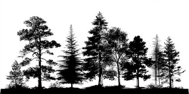 Silhouette von Bäumen in einem Wald