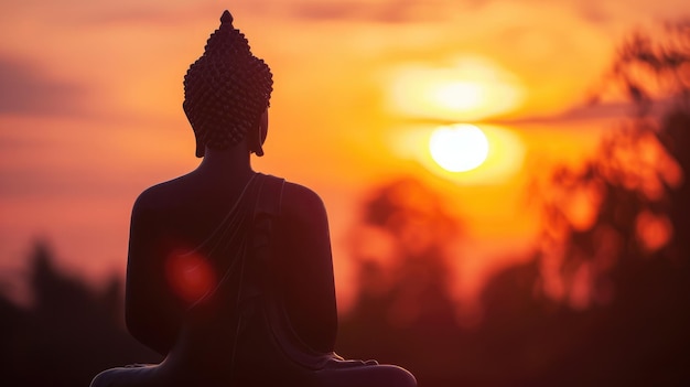 Silhouette von Buddha Hintergrund Sonnenaufgang