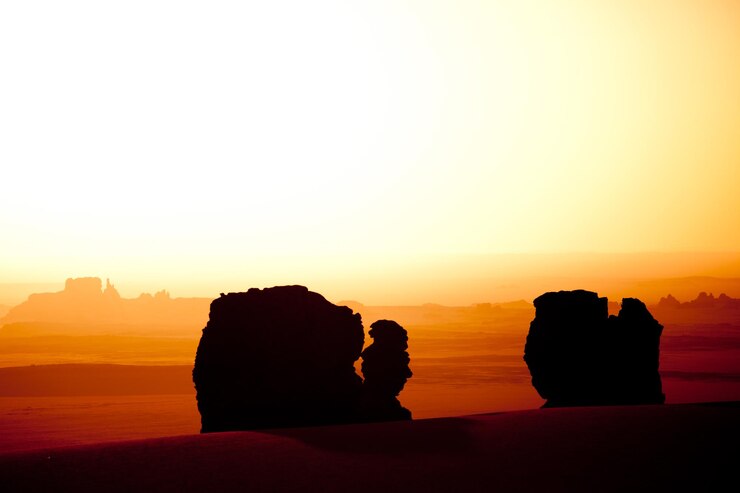 Foto silhouette von felsen auf felsen gegen den himmel bei sonnenuntergang