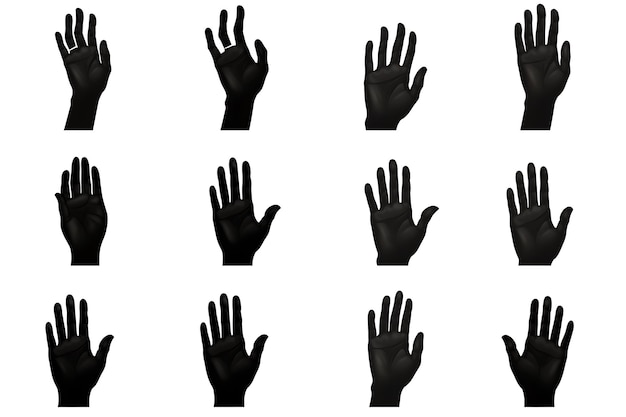 Silhouette von Händen in verschiedenen Posen