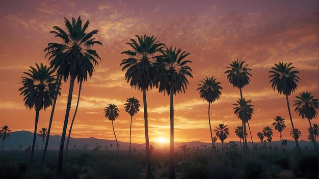 Silhouette von Palmen vor einem Sonnenuntergang