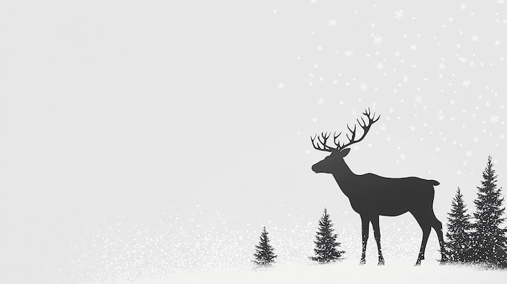 Foto silhouette von rentieren in einem schneebedeckten wald