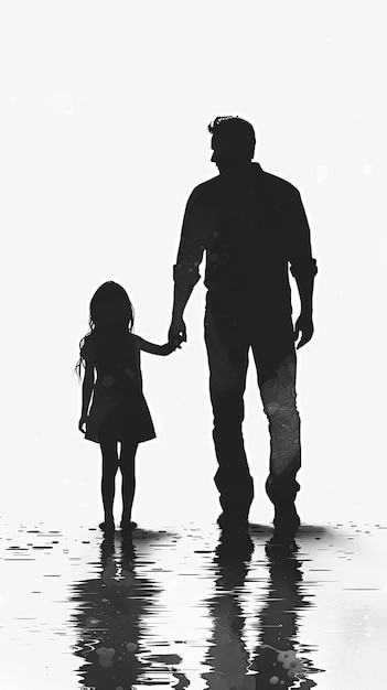 Foto silhouette von vater und zwei kindern