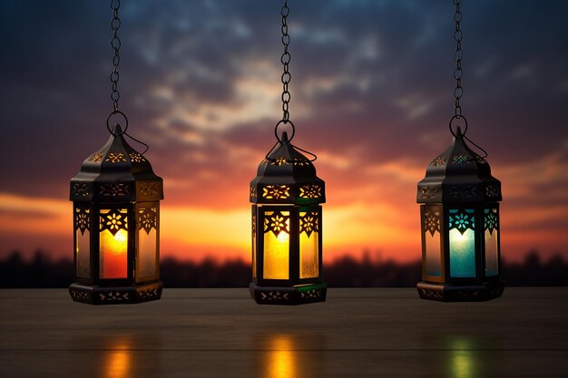 Silhouetten von Ramadan-Lampen