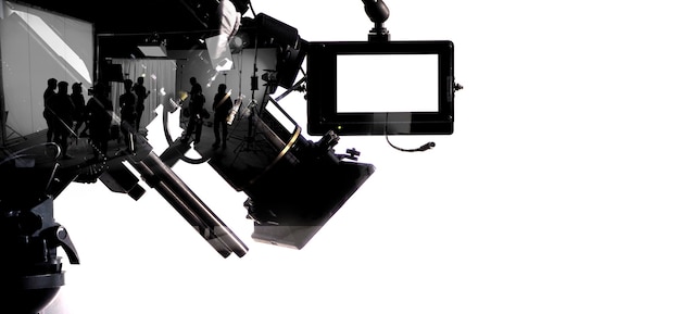 Silhouettenbilder der Filmproduktion hinter den Kulissen oder eine Anleitung zur Herstellung eines kommerziellen Videofilms