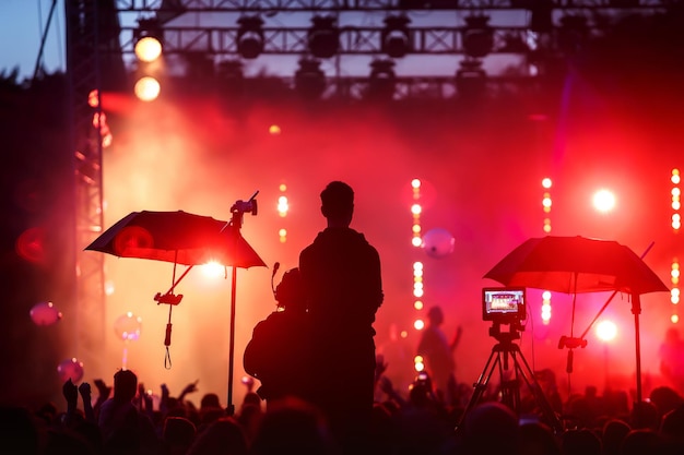 Silhouettengruppe von Kameramännern bei einer Veranstaltung