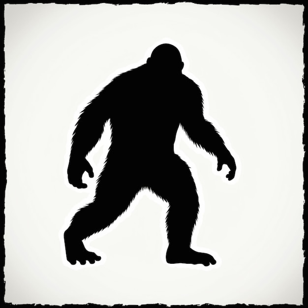 silhueta arrafada de um bigfoot andando em um ai generativo quadrado