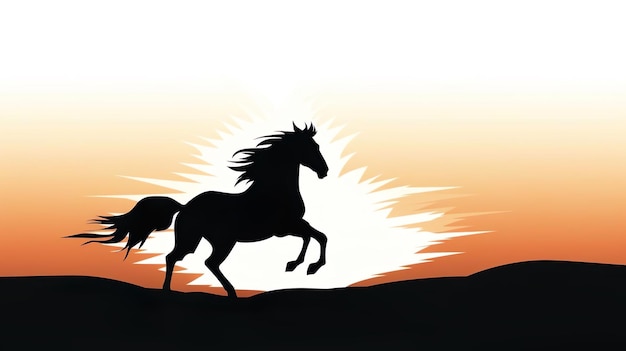 Foto silhueta de caballo corriendo