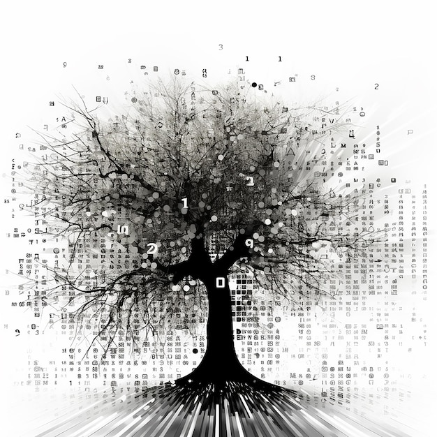 Foto silhueta de árvore binária com números fundidos