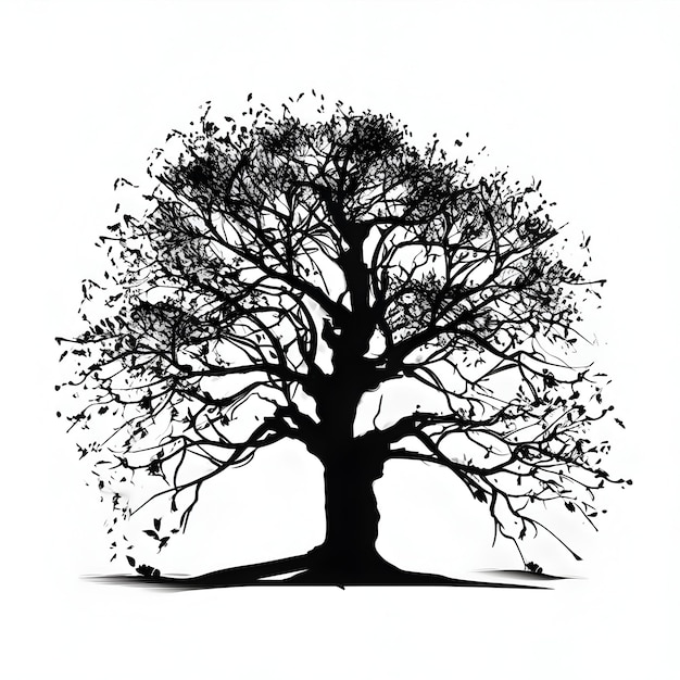 Foto silhueta de árvore isolada em ilustração vetorial de fundo branco