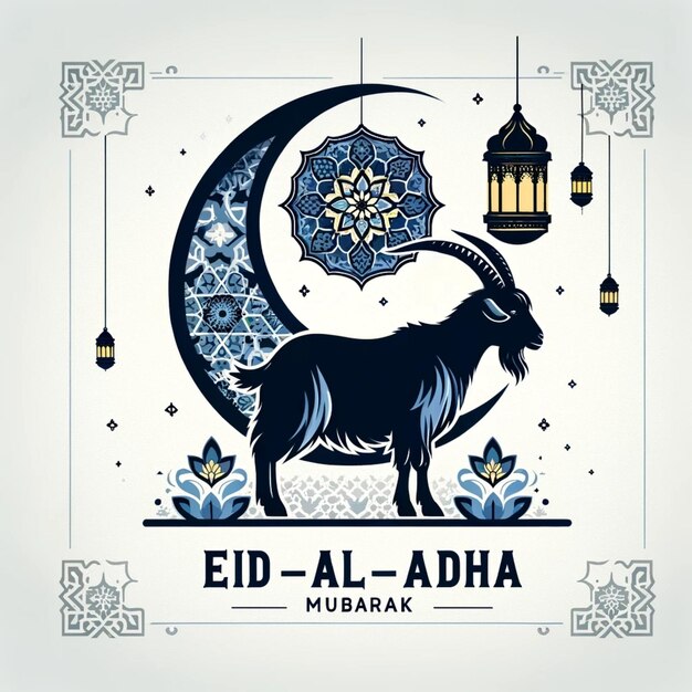 Foto silhueta de cabra crescente cartão eidaladha mubarak