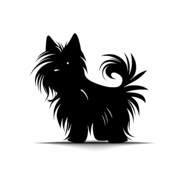 Silhueta de Cairn Terrier Ilustração vetorial em preto e branco