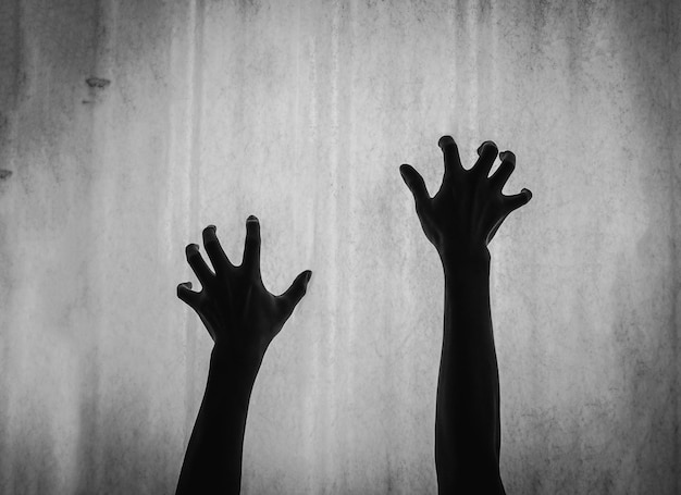 Silhueta de mão de homem contra o céu