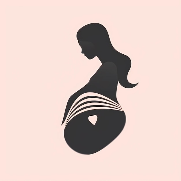 silhueta de mulher grávida com coração na barriga