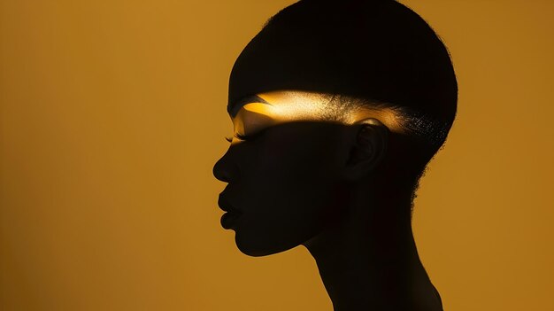 Foto silhueta de mulher negra contra fundo amarelo brilhante para mostrar a beleza e o poder das mulheres negras, ao mesmo tempo em que destaca a influência de