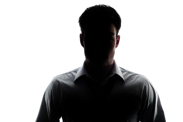 Silhueta de retrato de empresário vestindo uma camisa de colarinho aberto