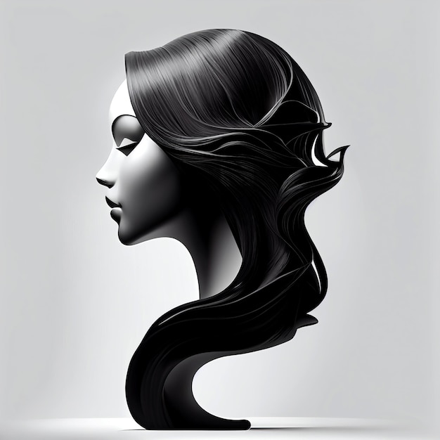 silhueta de rosto de mulher para logotipo de salão de beleza feito com Generative AI