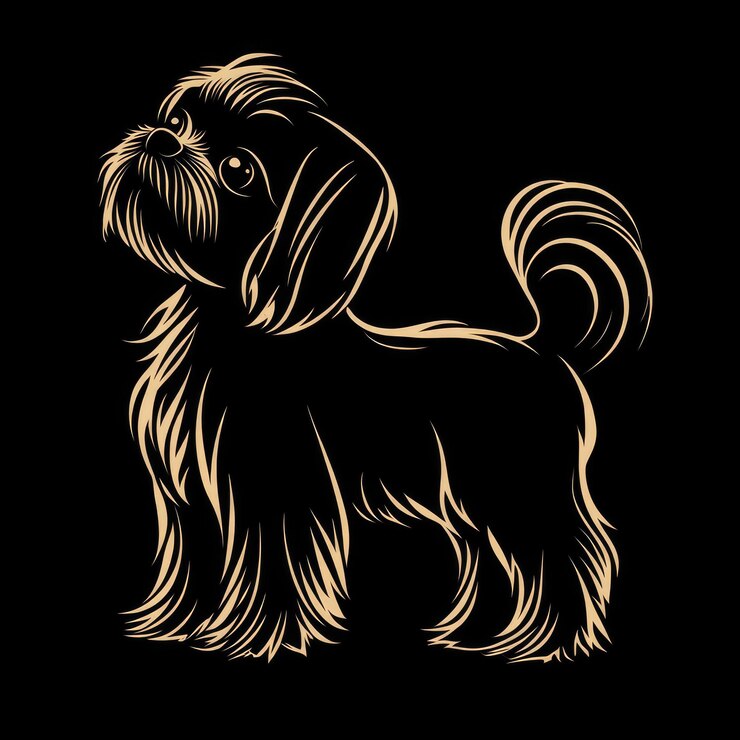 Foto silhueta de shih tzu minidog incomum arte de silhueta simples em design abstrato colorido