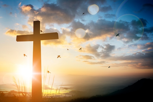 Foto silhueta de símbolo conceito conceitual cruz negra religião