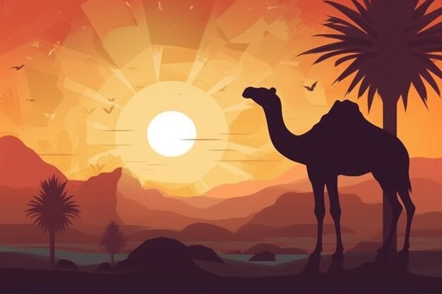 Foto silhueta de um camelo