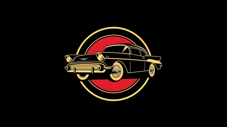 Foto silhueta de um carro clássico em círculo