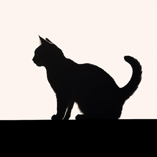 Foto silhueta de um gato sentado em uma borda no escuro generativo ai