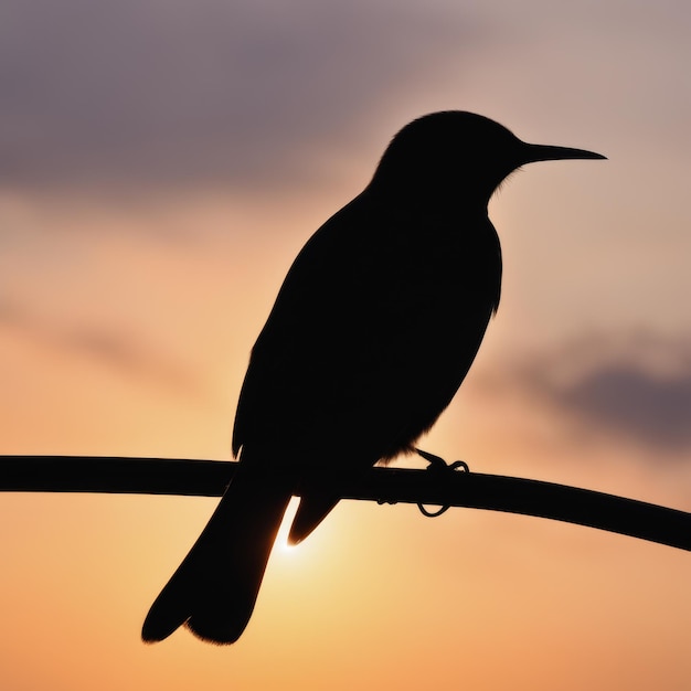 silhueta de um pássaro no pôr-do-sol silhoueta de um pájaro no pór-do- sol